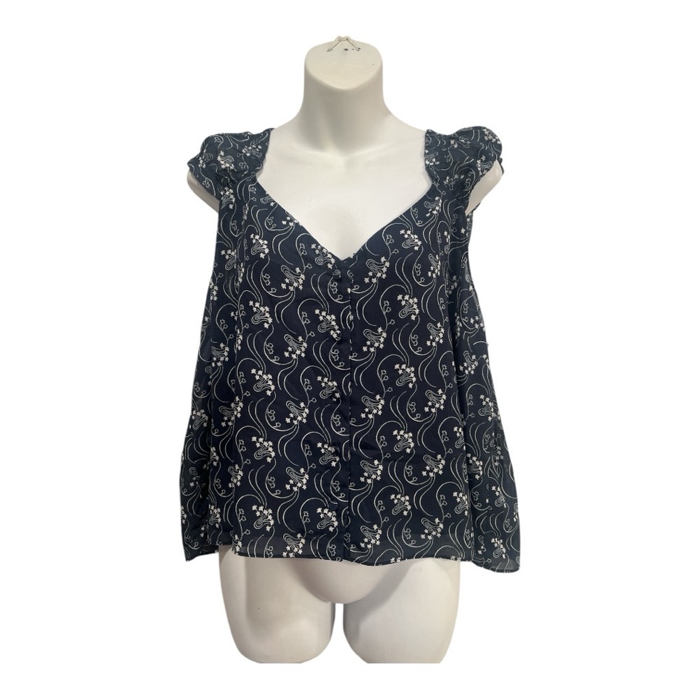 J. Crew Cap sleeve top in blue and white size XXL